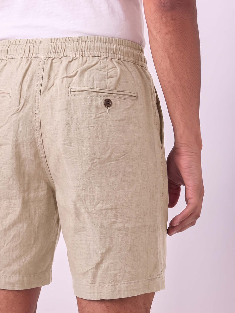 Cream Cotton Stretch Shorts