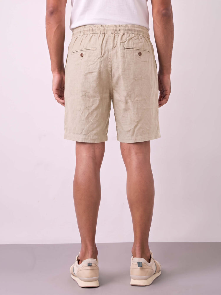 Cream Cotton Stretch Shorts