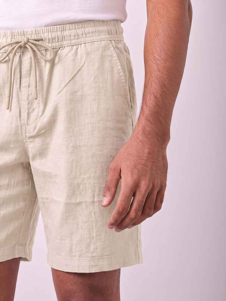 Cream Cotton Stretch Shorts