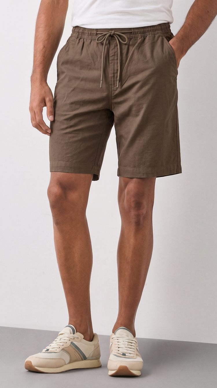 Brown Cotton Stretch Shorts