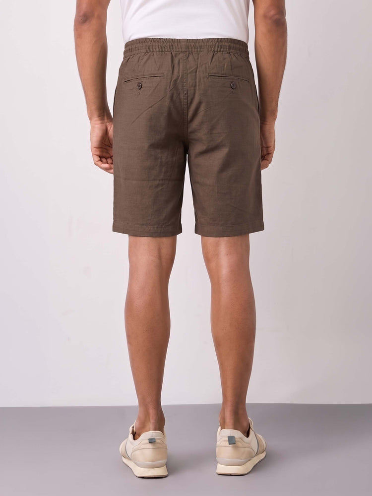 Brown Cotton Stretch Shorts