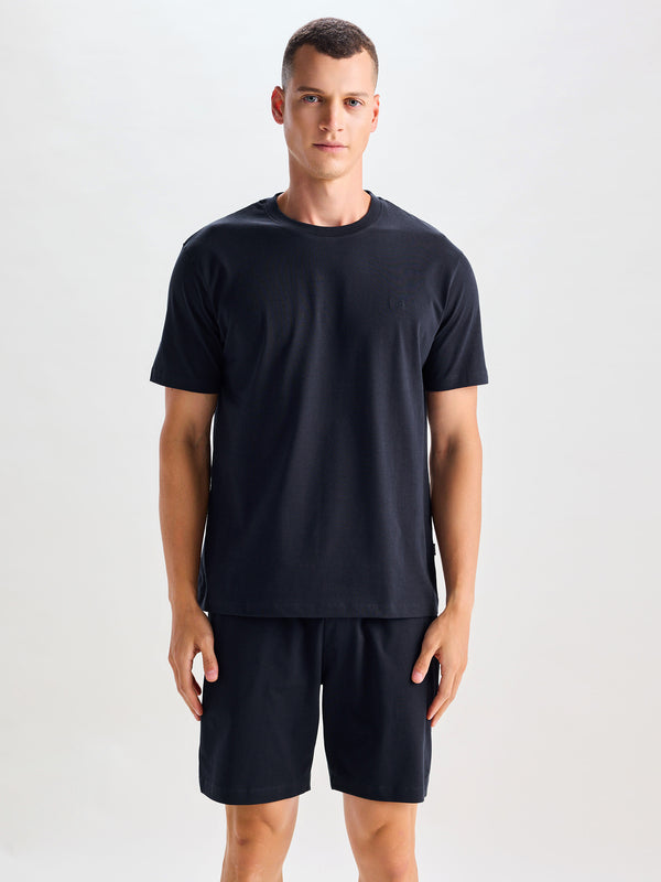 Navy  Pure Cotton Plain Knits Co-Ords