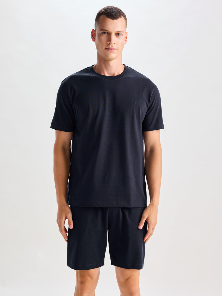 Navy  Pure Cotton Plain Knits Co-Ords