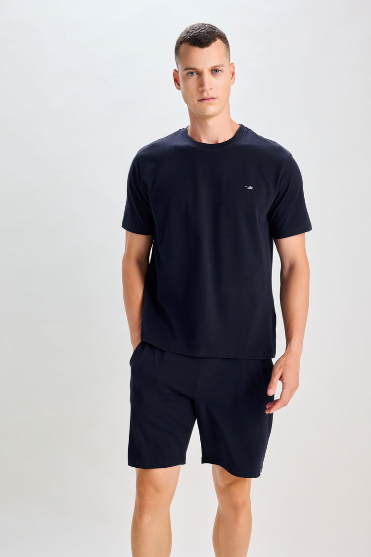 Navy Peach Plain Knits Co-Ords