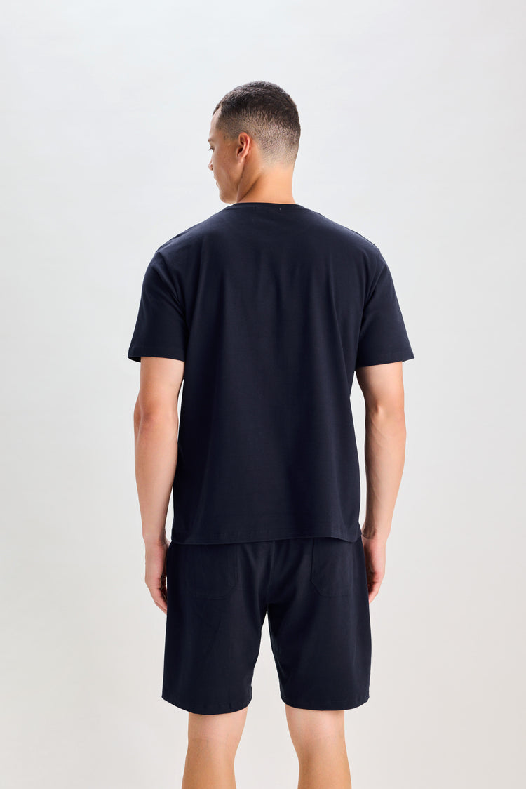 Navy Peach Plain Knits Co-Ords