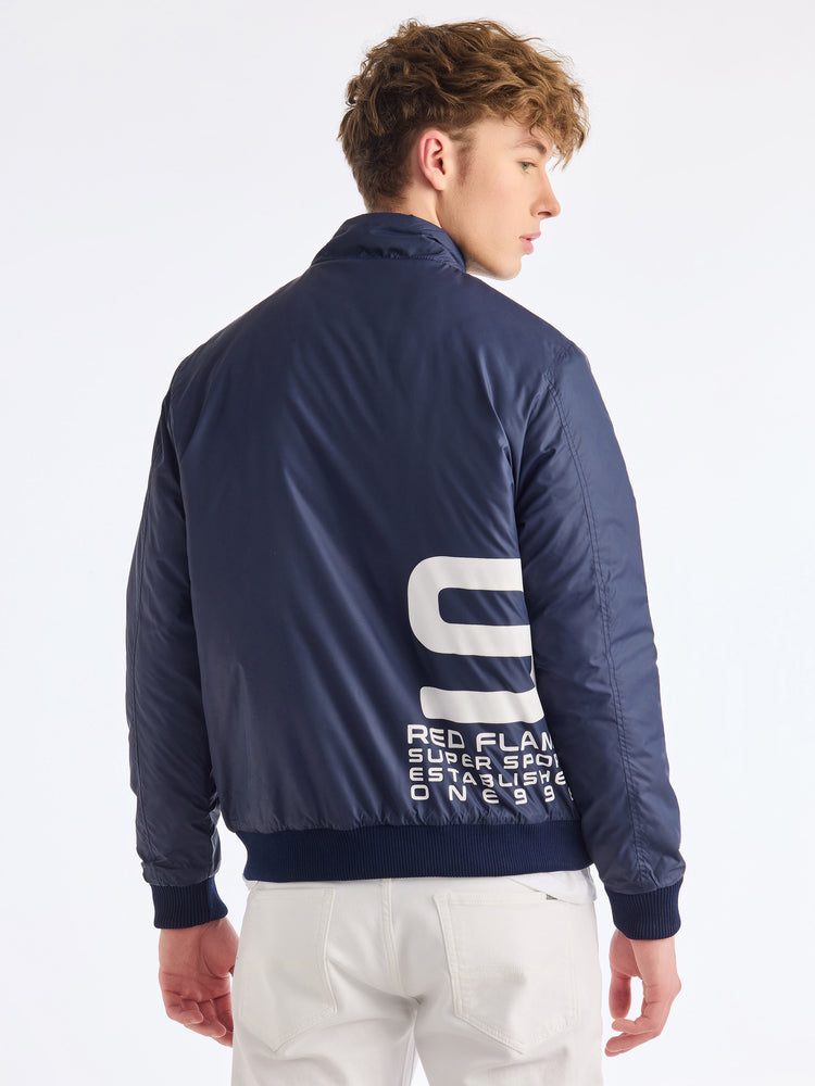 Navy Printed Racing Jacket