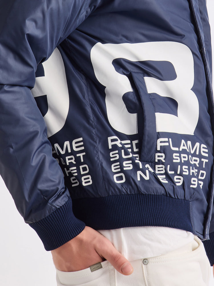 Navy Printed Racing Jacket