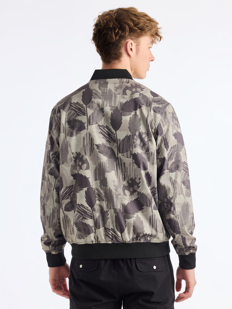 Olive Cotton Stretch Bomber Jacket