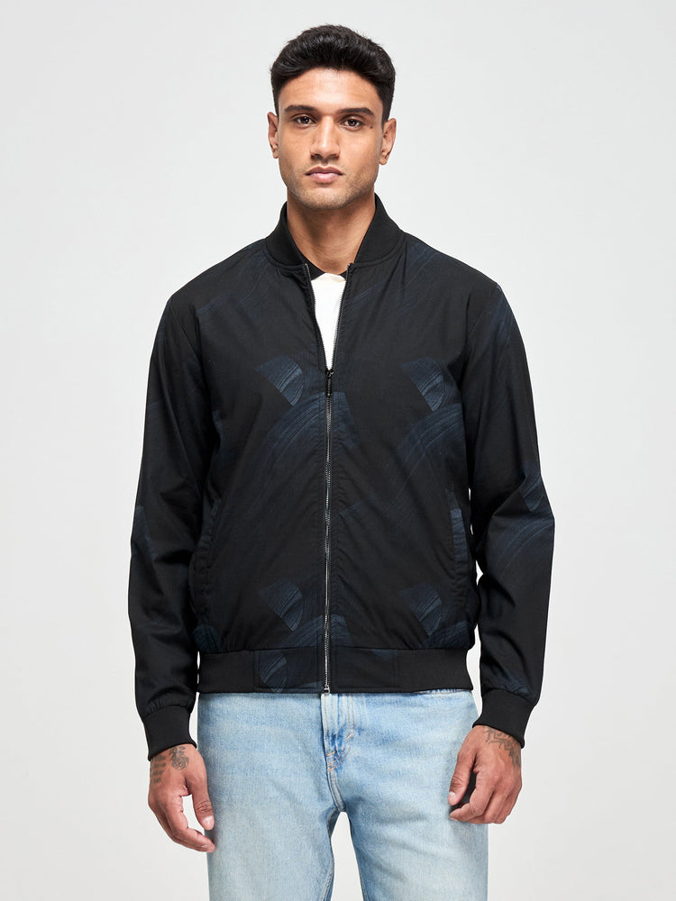 Abstract Print Bomber Jacket