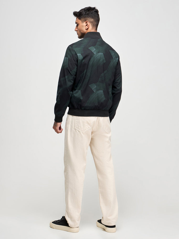 Abstract Print Bomber Jacket