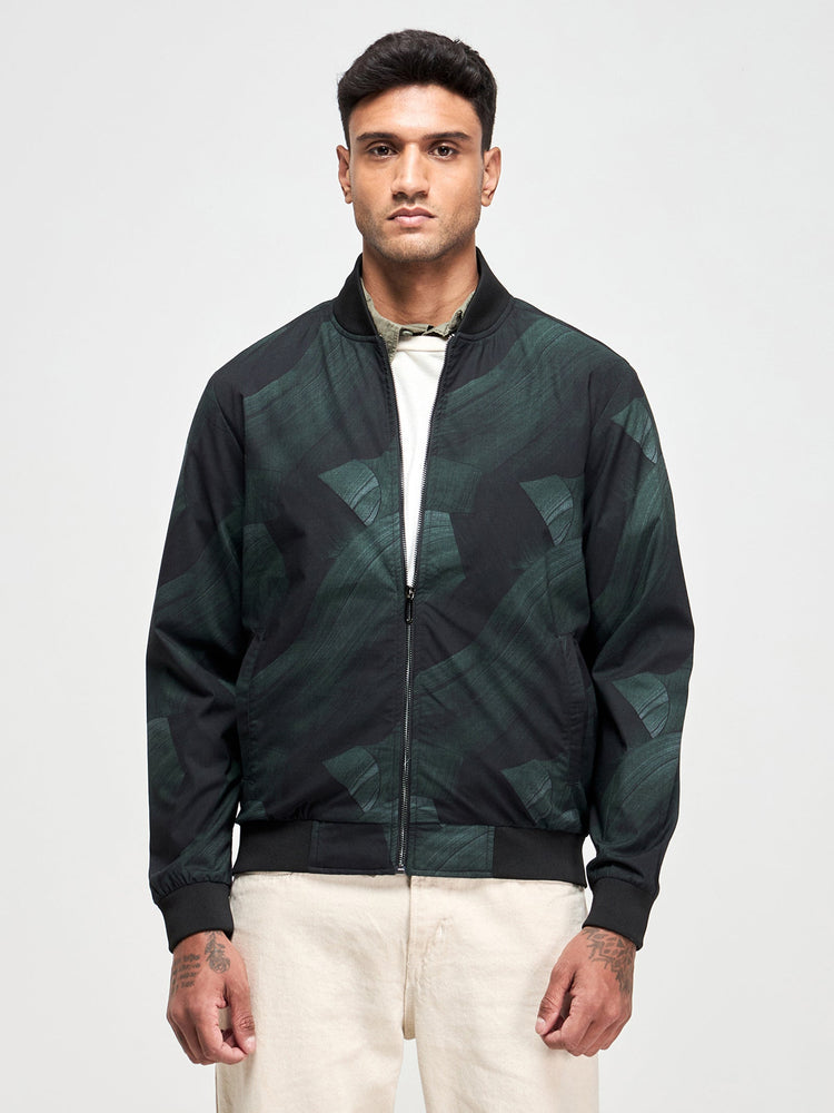 Abstract Print Bomber Jacket