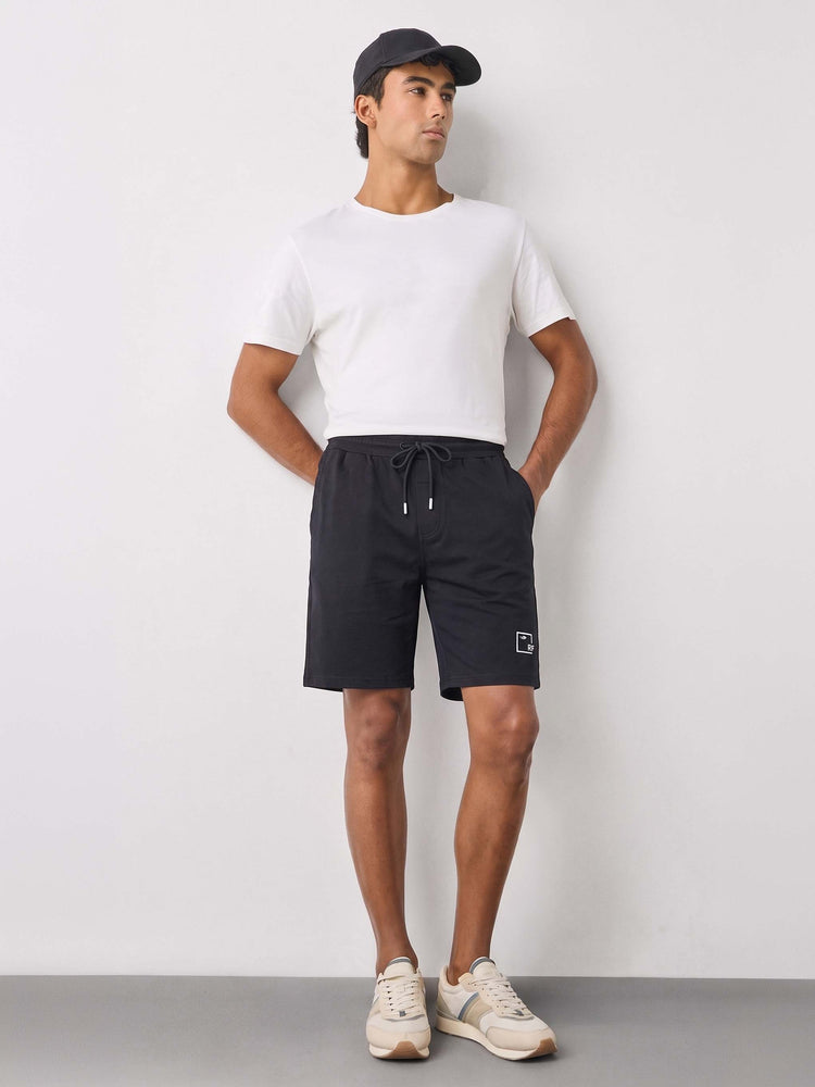 Black Knits Cotton Shorts