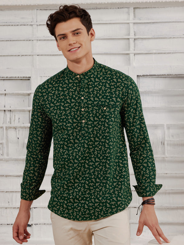 Green  Printed  Kurta
