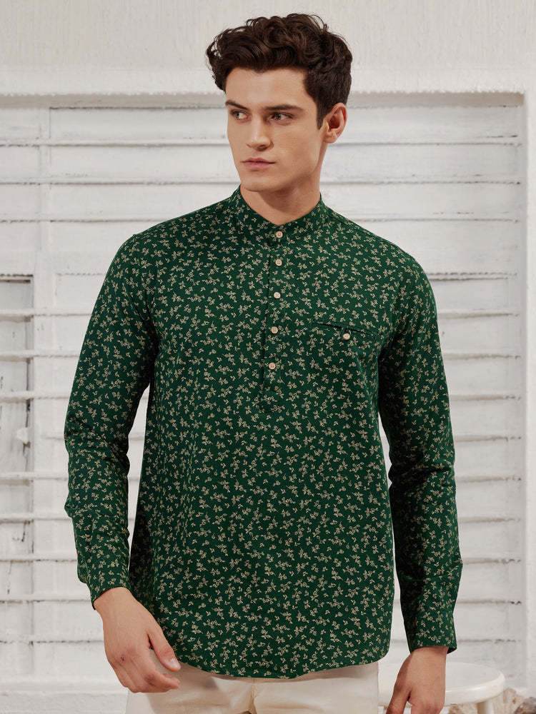 Green  Printed  Kurta