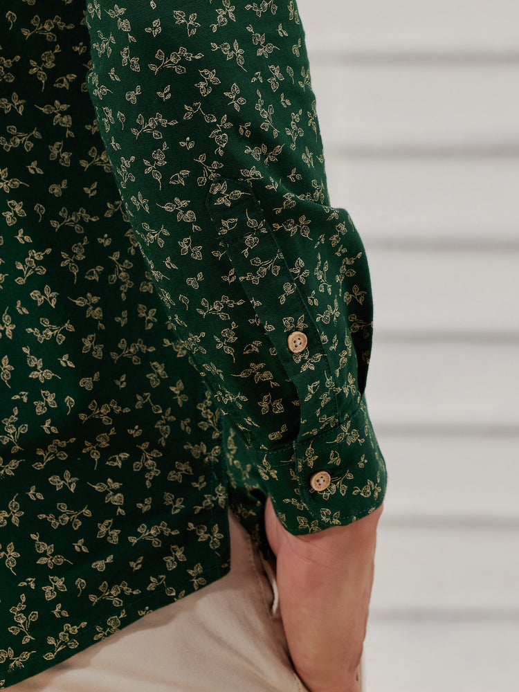 Green  Printed  Kurta