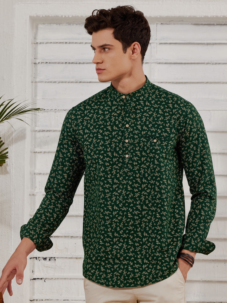 Green  Printed  Kurta
