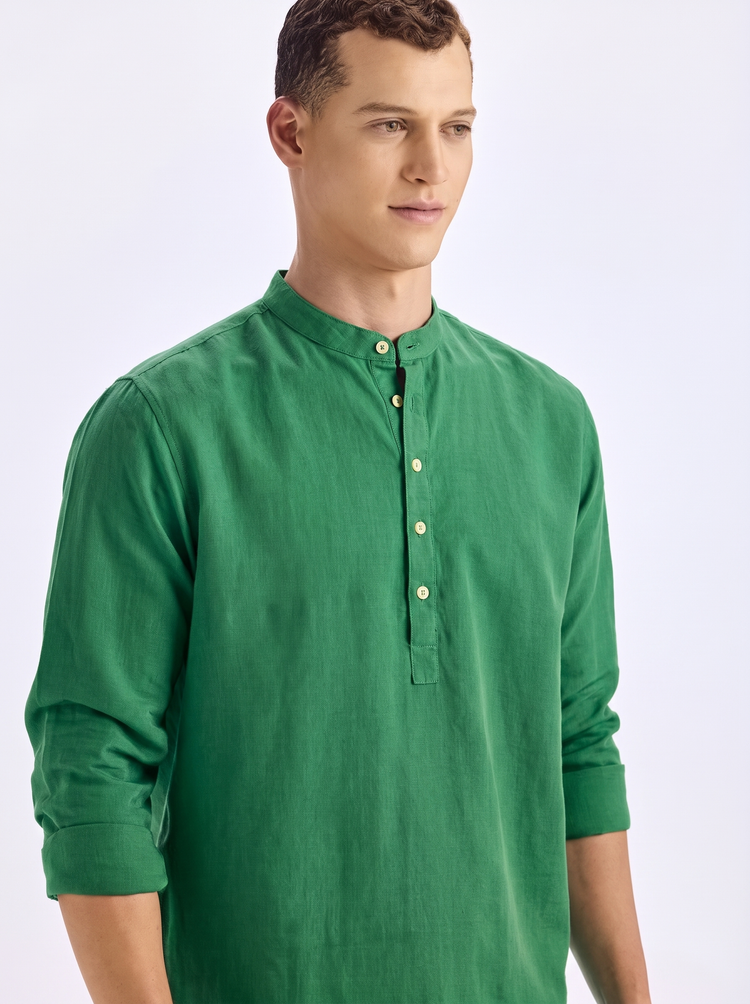 Green Linen Kurta