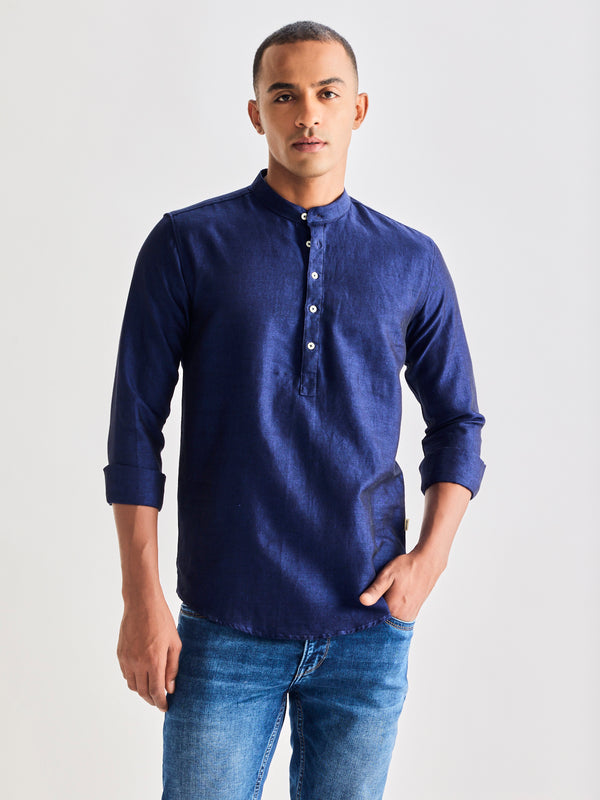 Navy Linen Kurta
