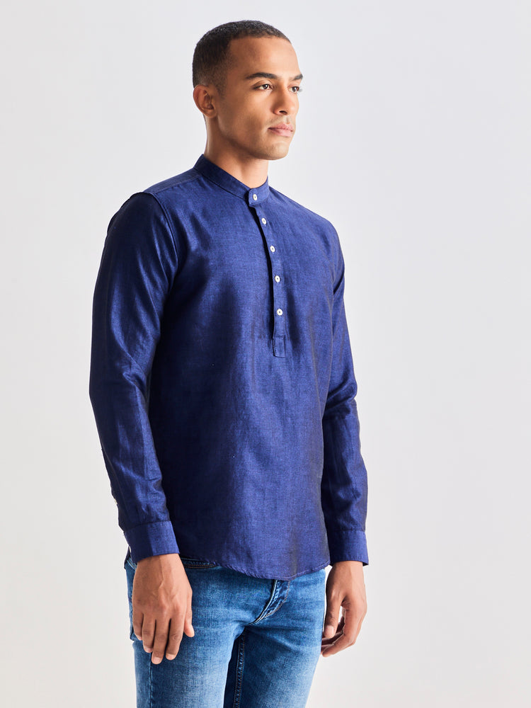 Navy Linen Kurta