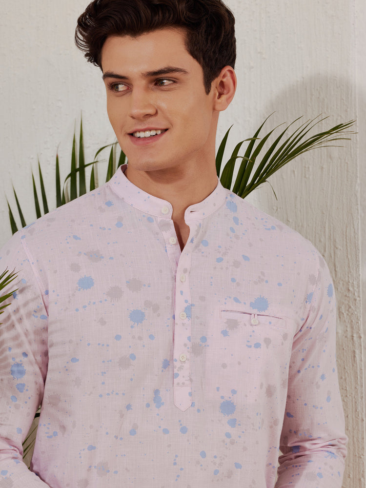 Pink  Printed  Kurta