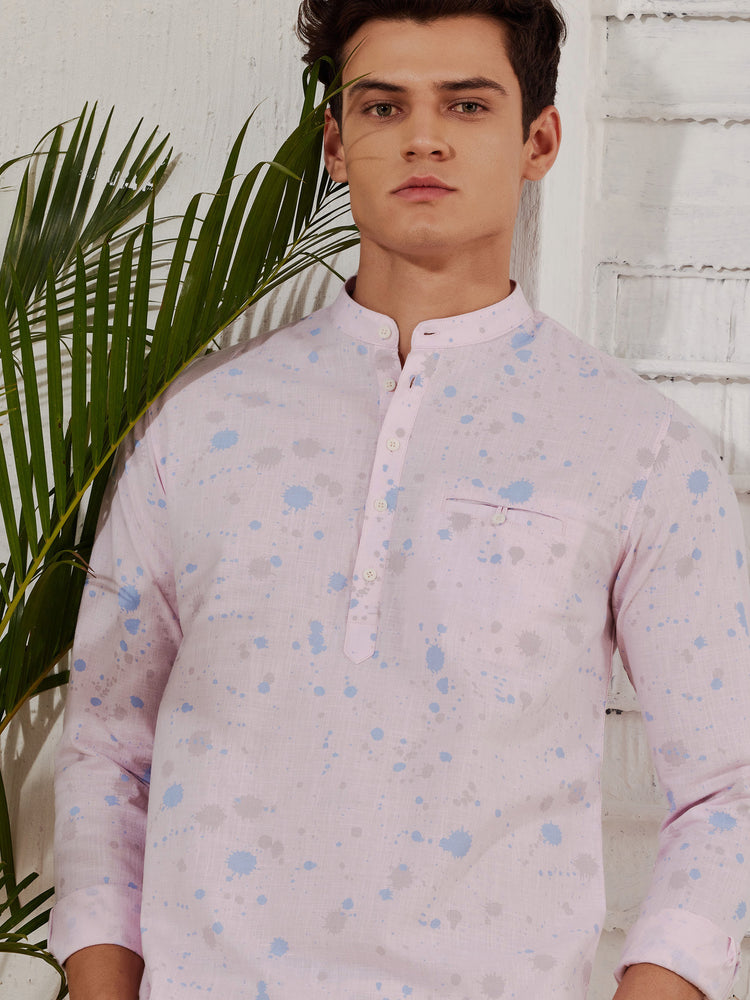 Pink  Printed  Kurta