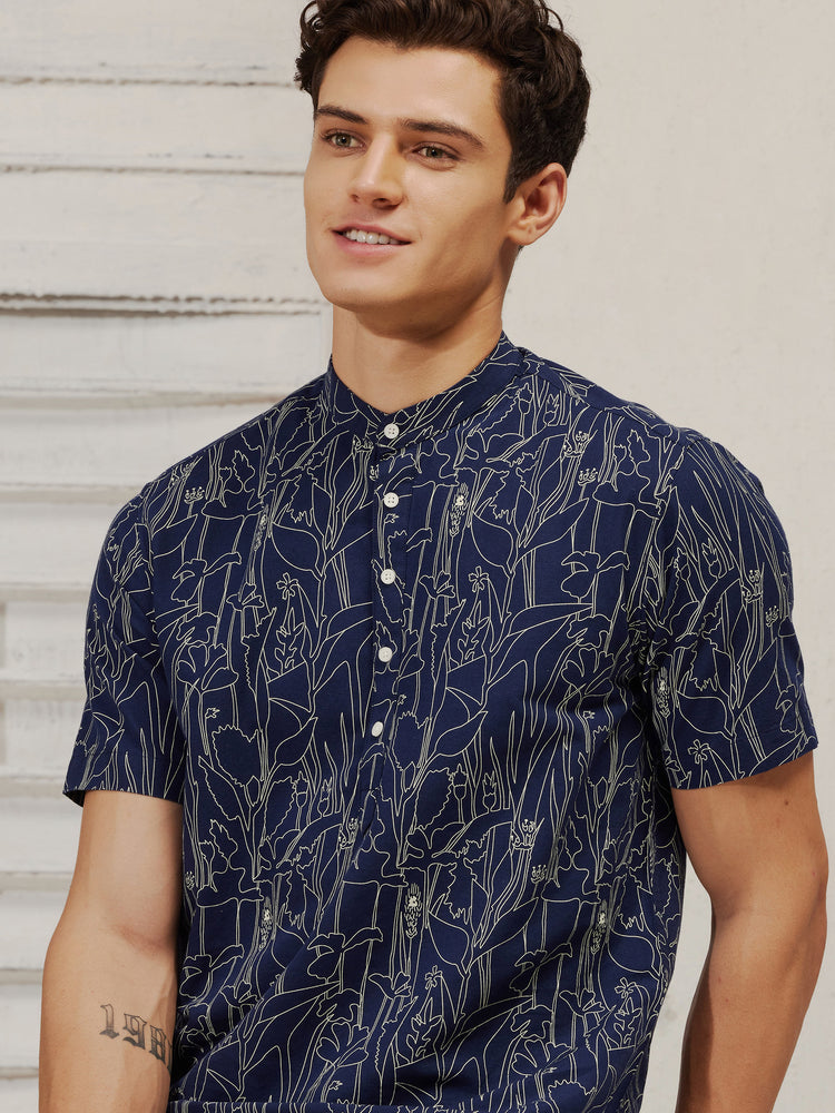 Navy  Printed  Kurta