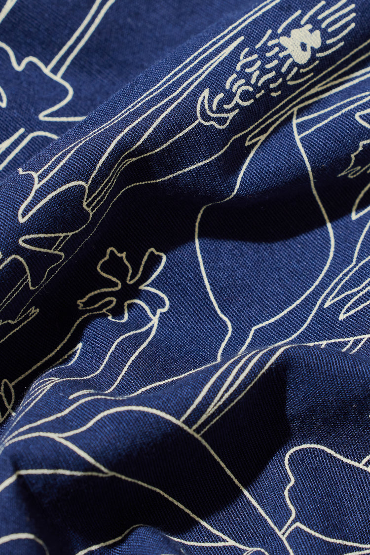 Navy  Printed  Kurta