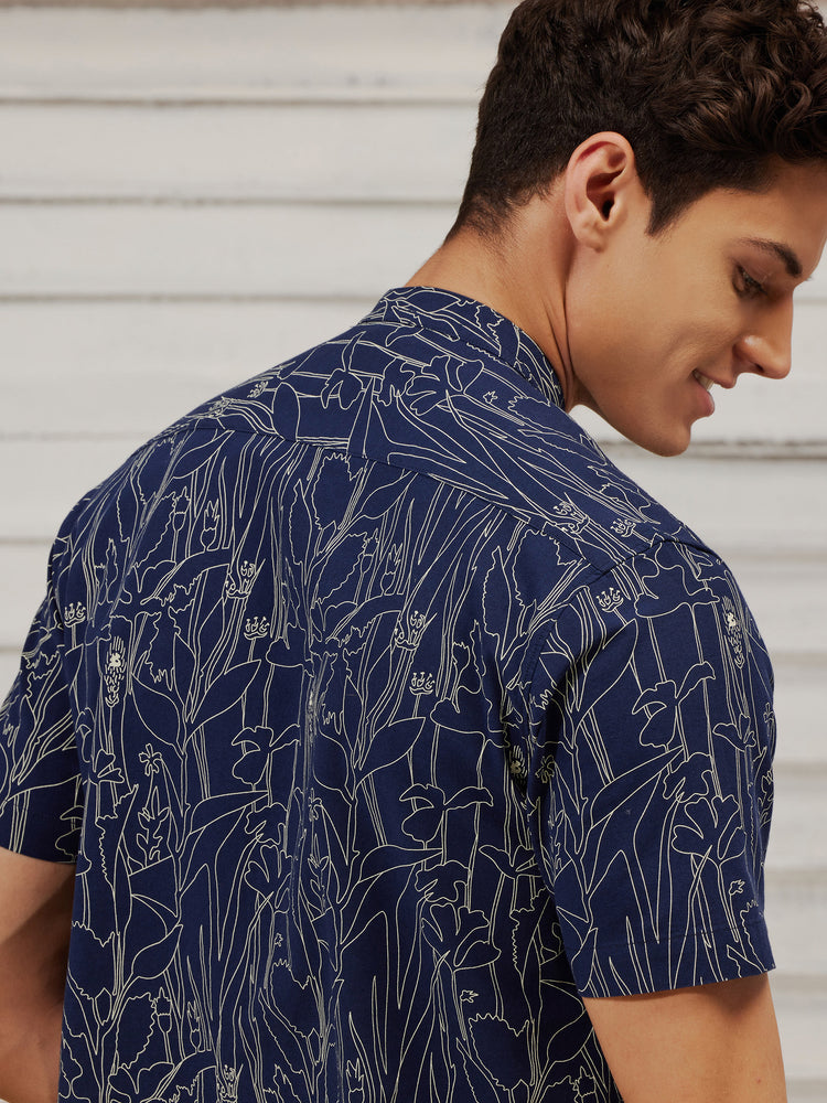 Navy  Printed  Kurta