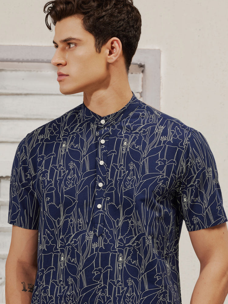 Navy  Printed  Kurta