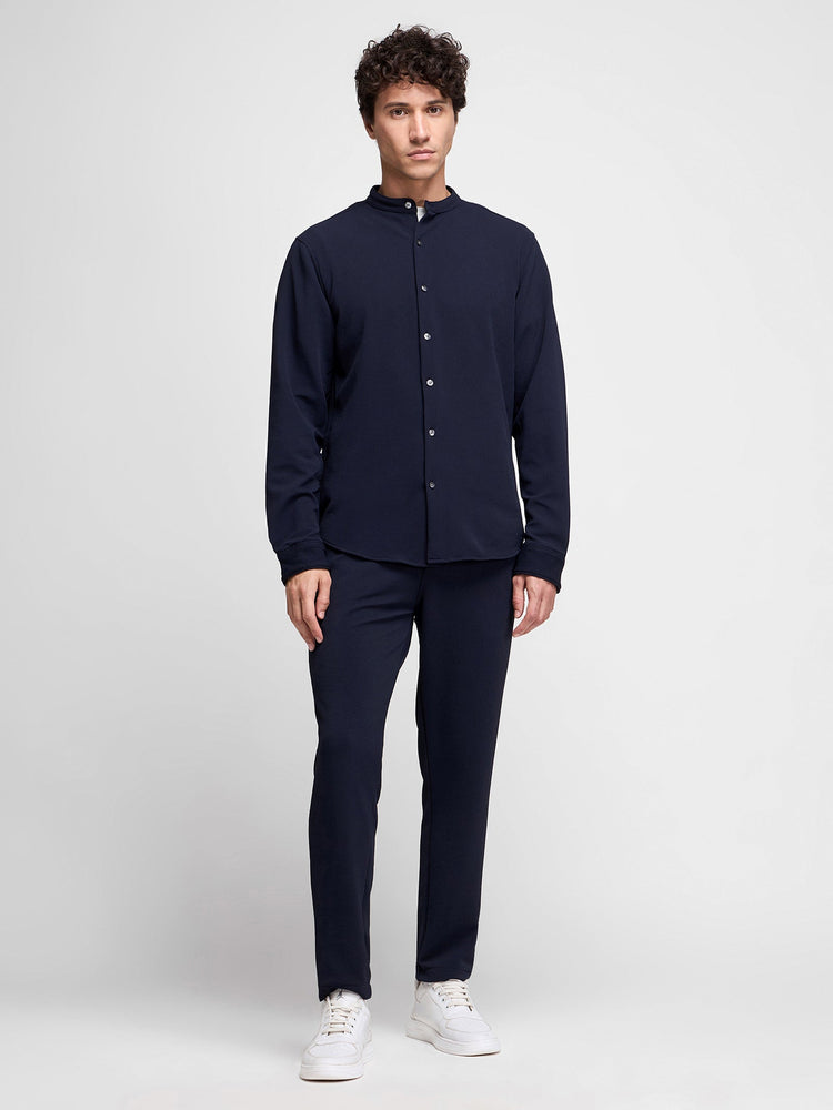 Mandarin Collar Textured Shirt