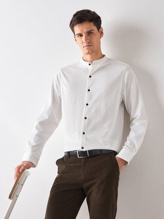 Band Collar Cord Shirt