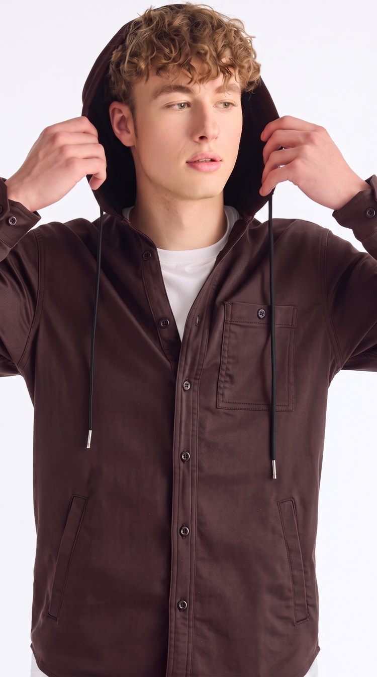 Maroon Hooded Over Shirt
