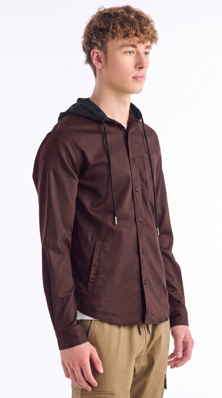 Maroon Hooded Over Shirt