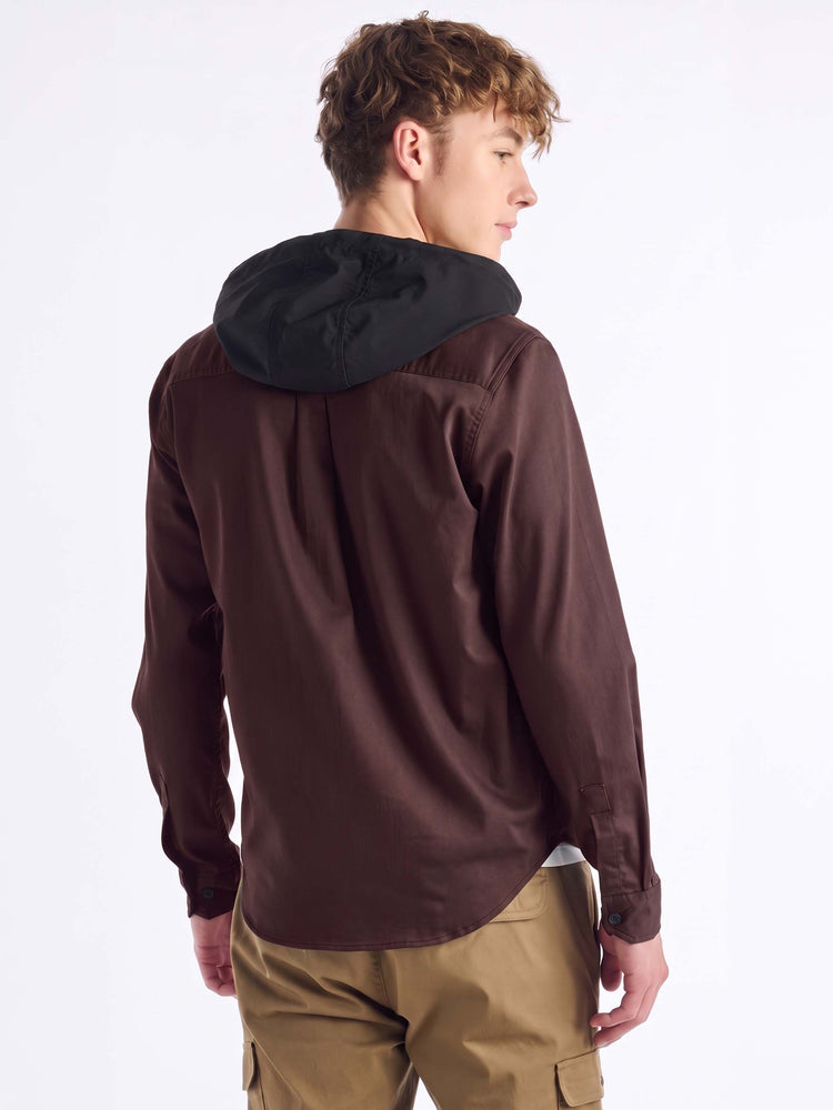 Maroon Hooded Over Shirt