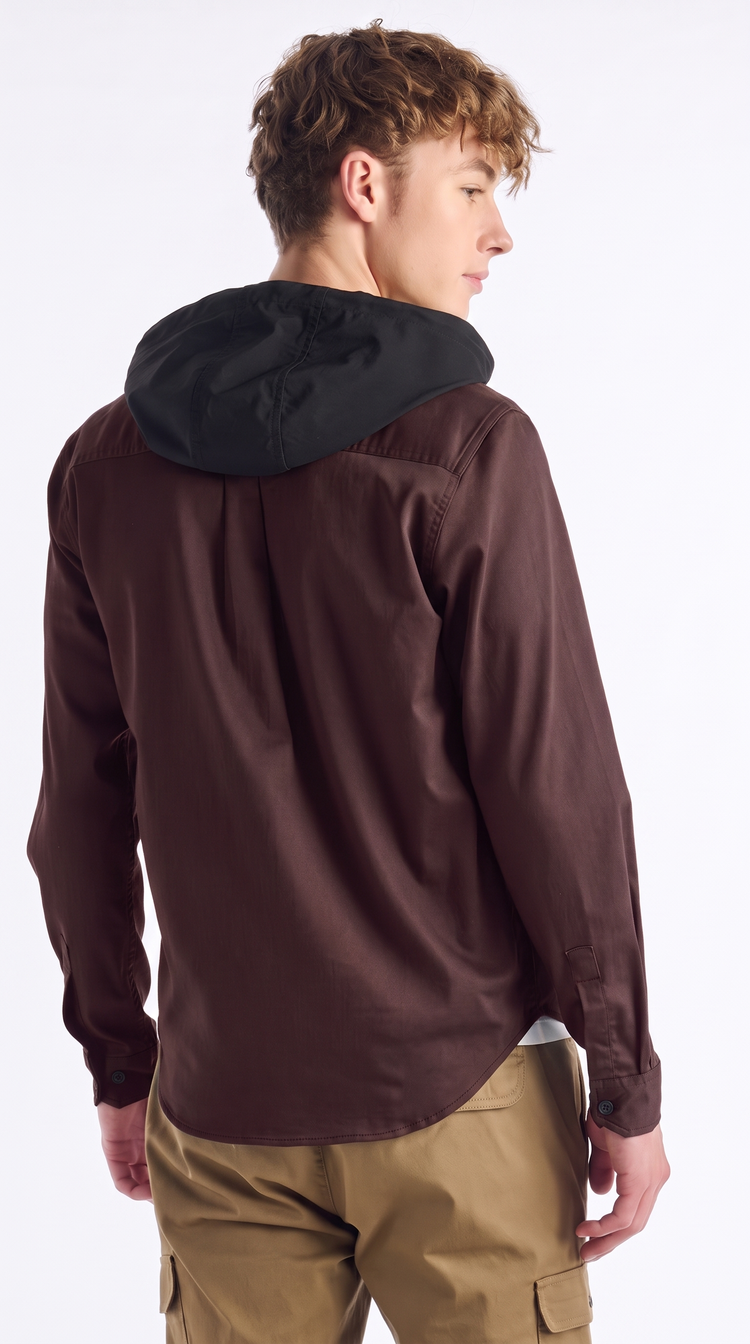Maroon Hooded Over Shirt