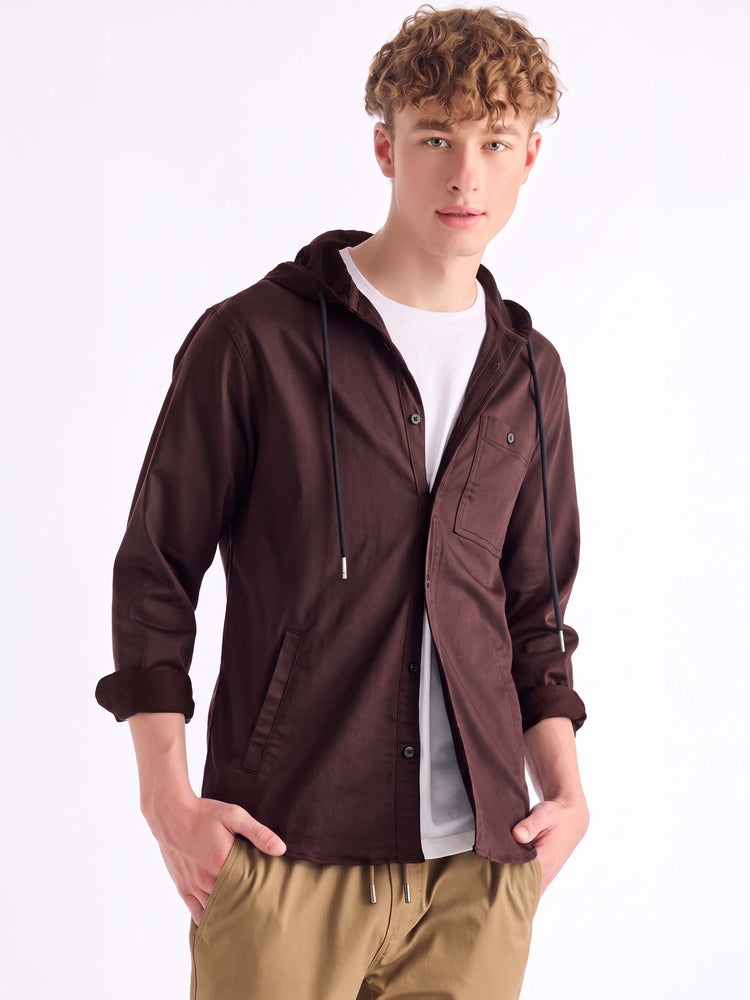 Maroon Hooded Over Shirt