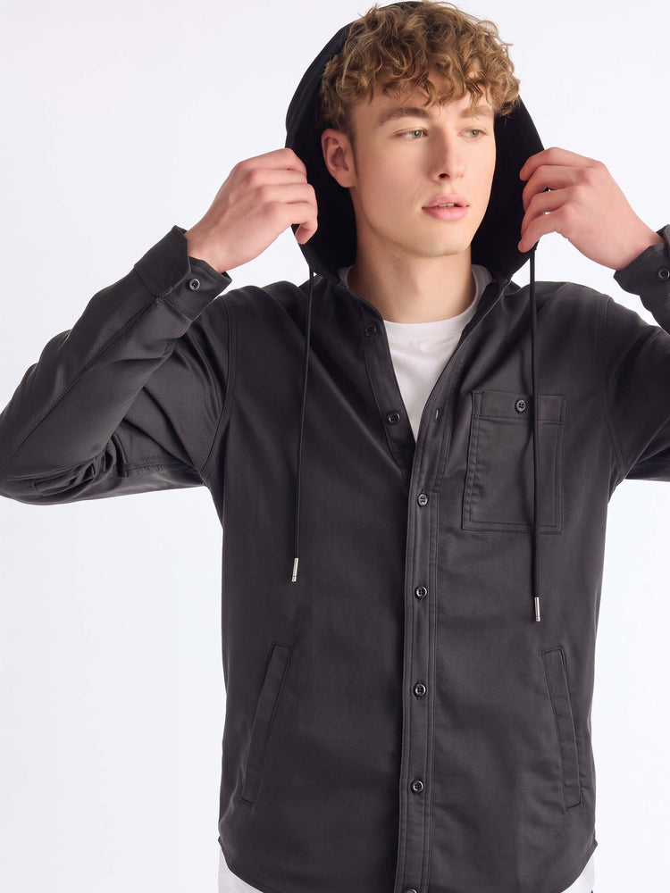 Black Hooded Over Shirt