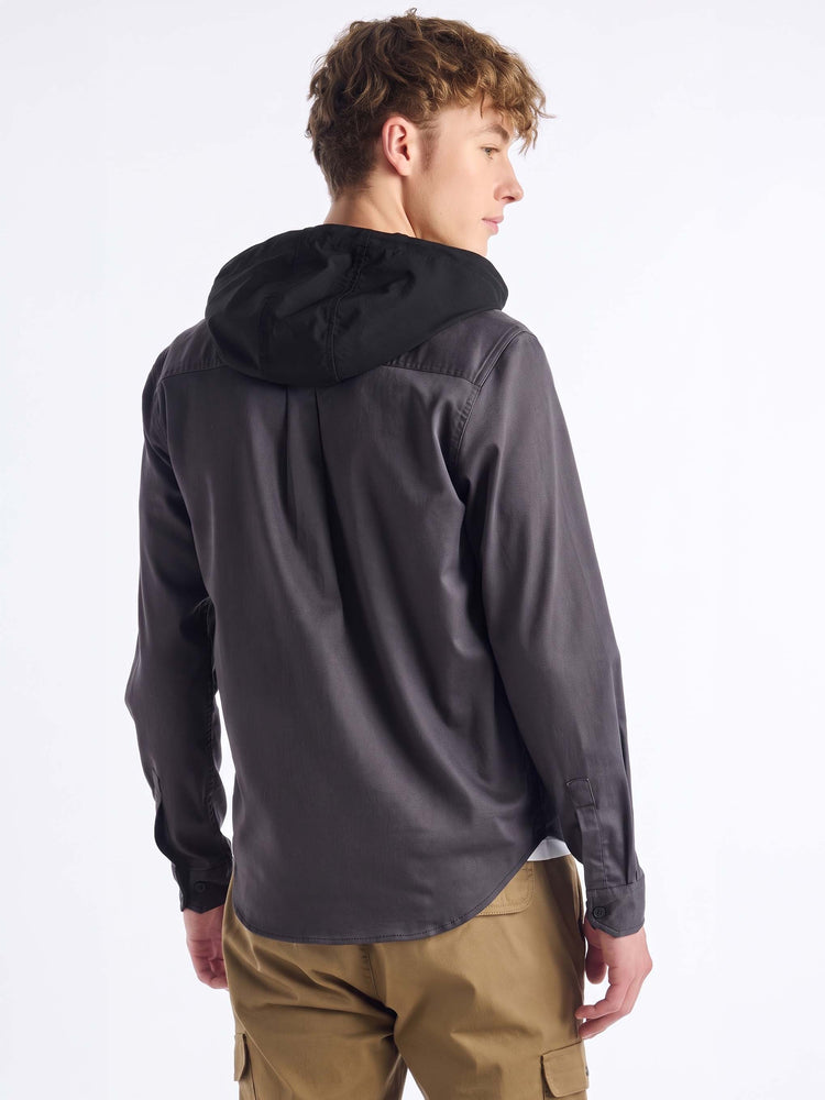 Black Hooded Over Shirt