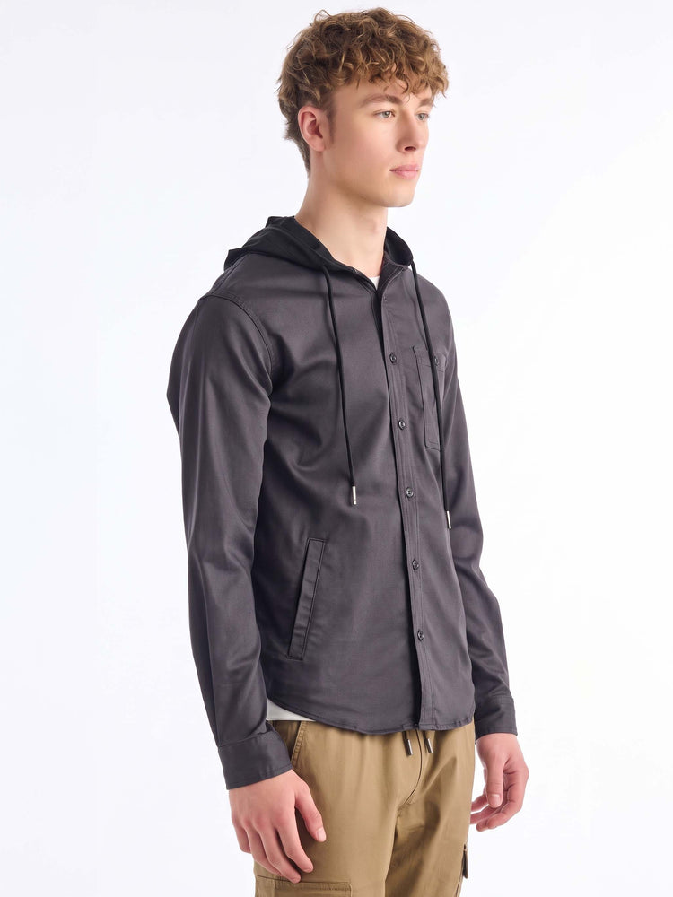 Black Hooded Over Shirt