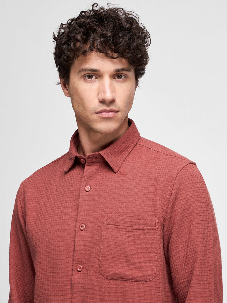 Relaxed Fit Waffle Textured Shirt