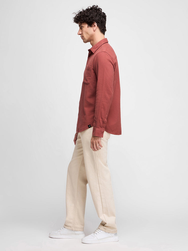 Relaxed Fit Waffle Textured Shirt