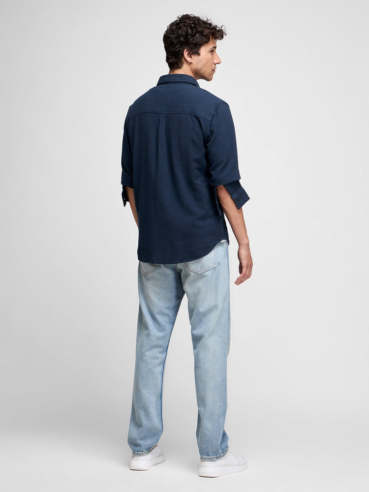 Relaxed Fit Waffle Textured Shirt