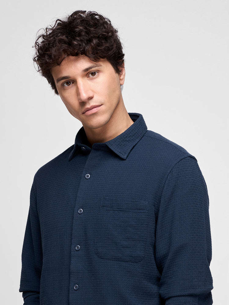 Relaxed Fit Waffle Textured Shirt