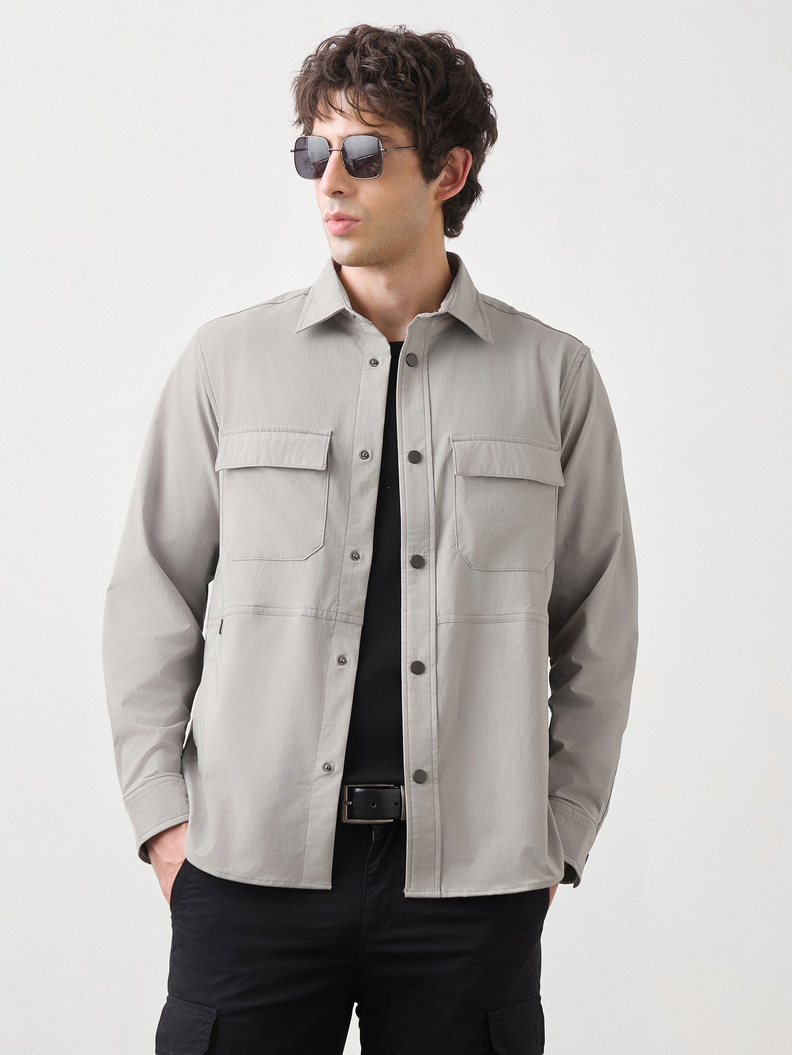 Buy Green Solid Over Shirt for Men Online - Red Flame
