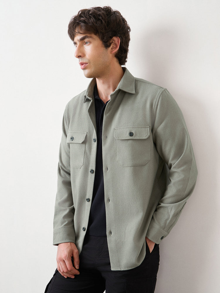Textured Double Pocket Overshirt