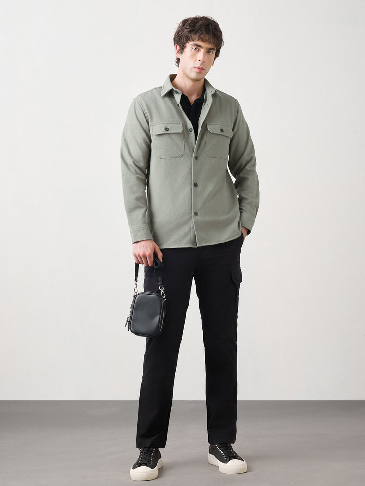 Textured Double Pocket Overshirt