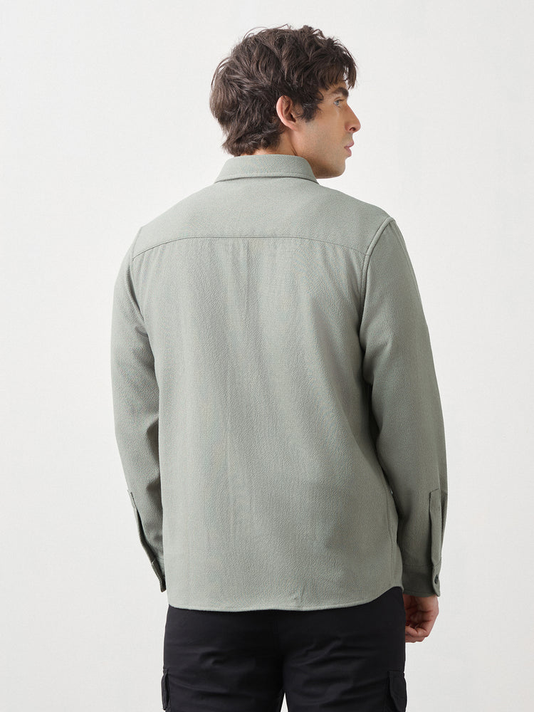 Textured Double Pocket Overshirt