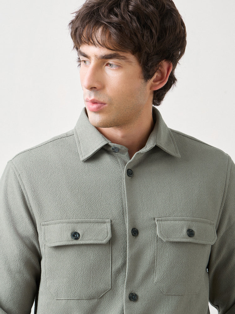 Textured Double Pocket Overshirt