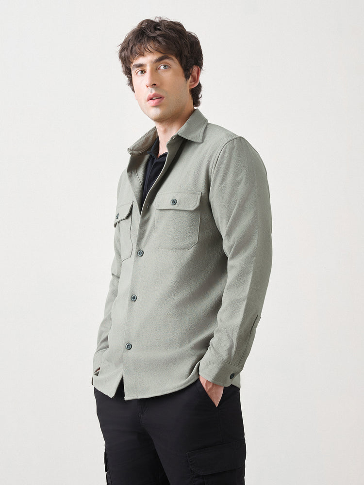 Textured Double Pocket Overshirt
