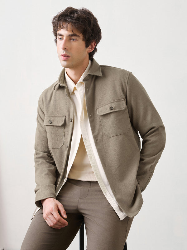 Textured Double Pocket Overshirt